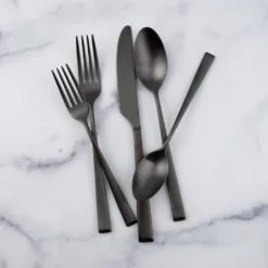 Marlise Black Satin 20-Piece Flatware Set