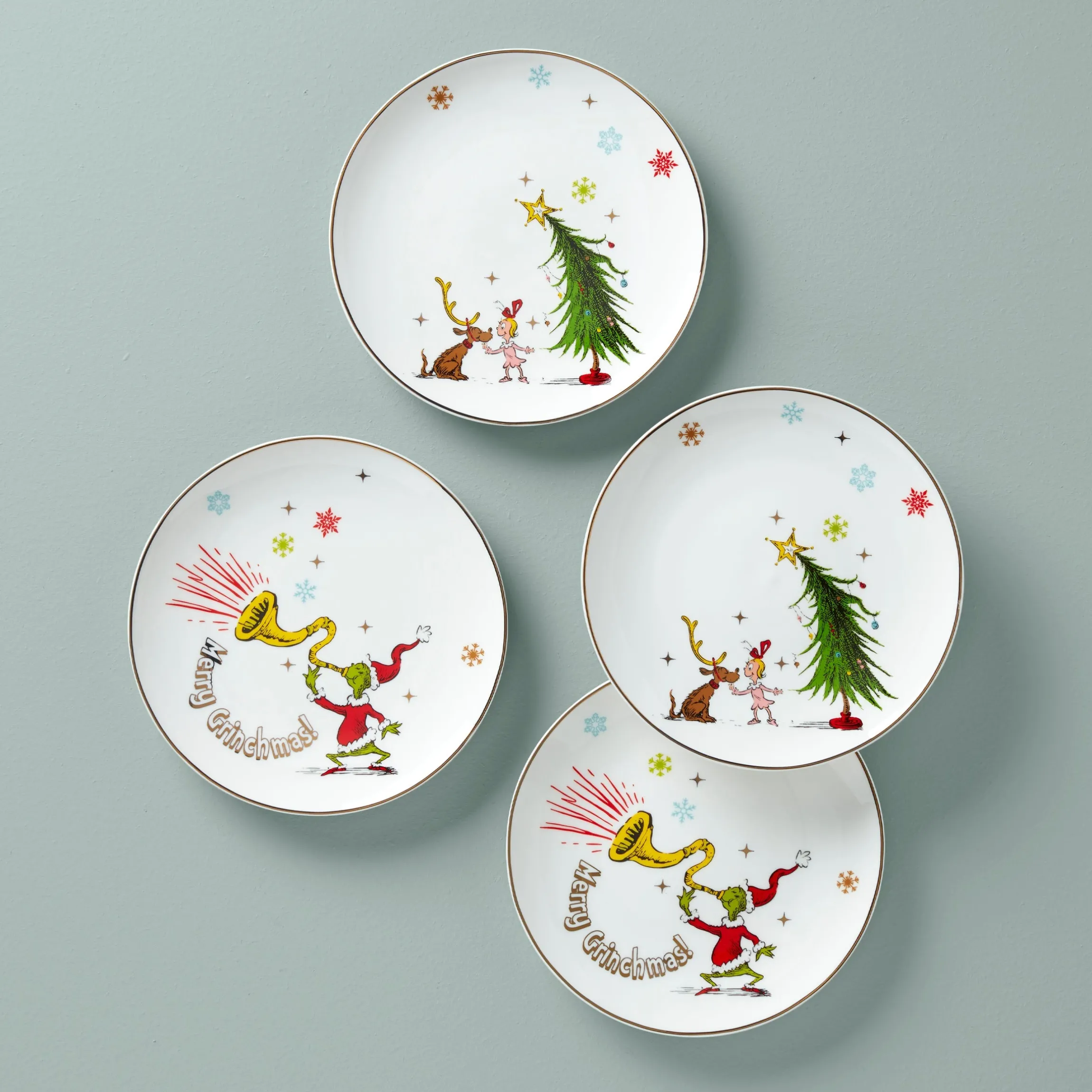 Merry Grinchmas Assorted Accent Plates, Set of 4