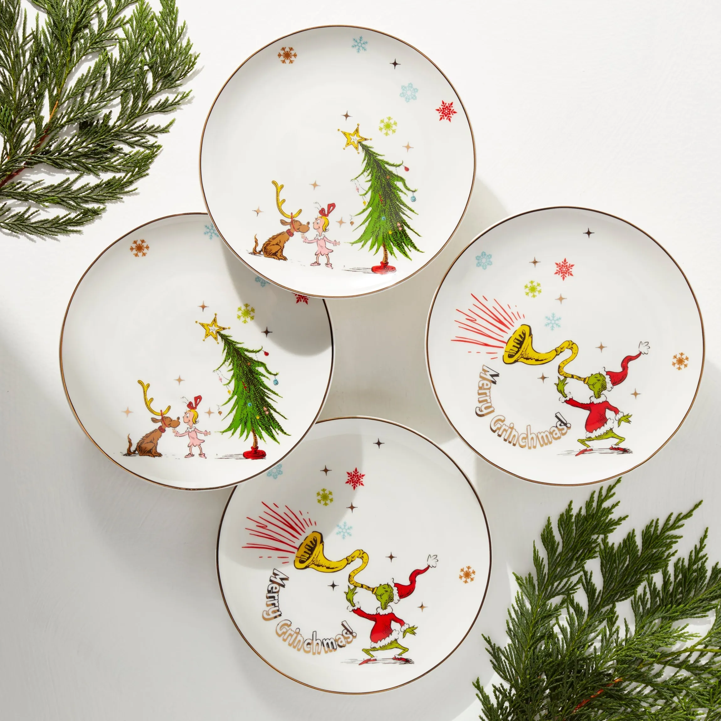Merry Grinchmas Assorted Accent Plates, Set of 4