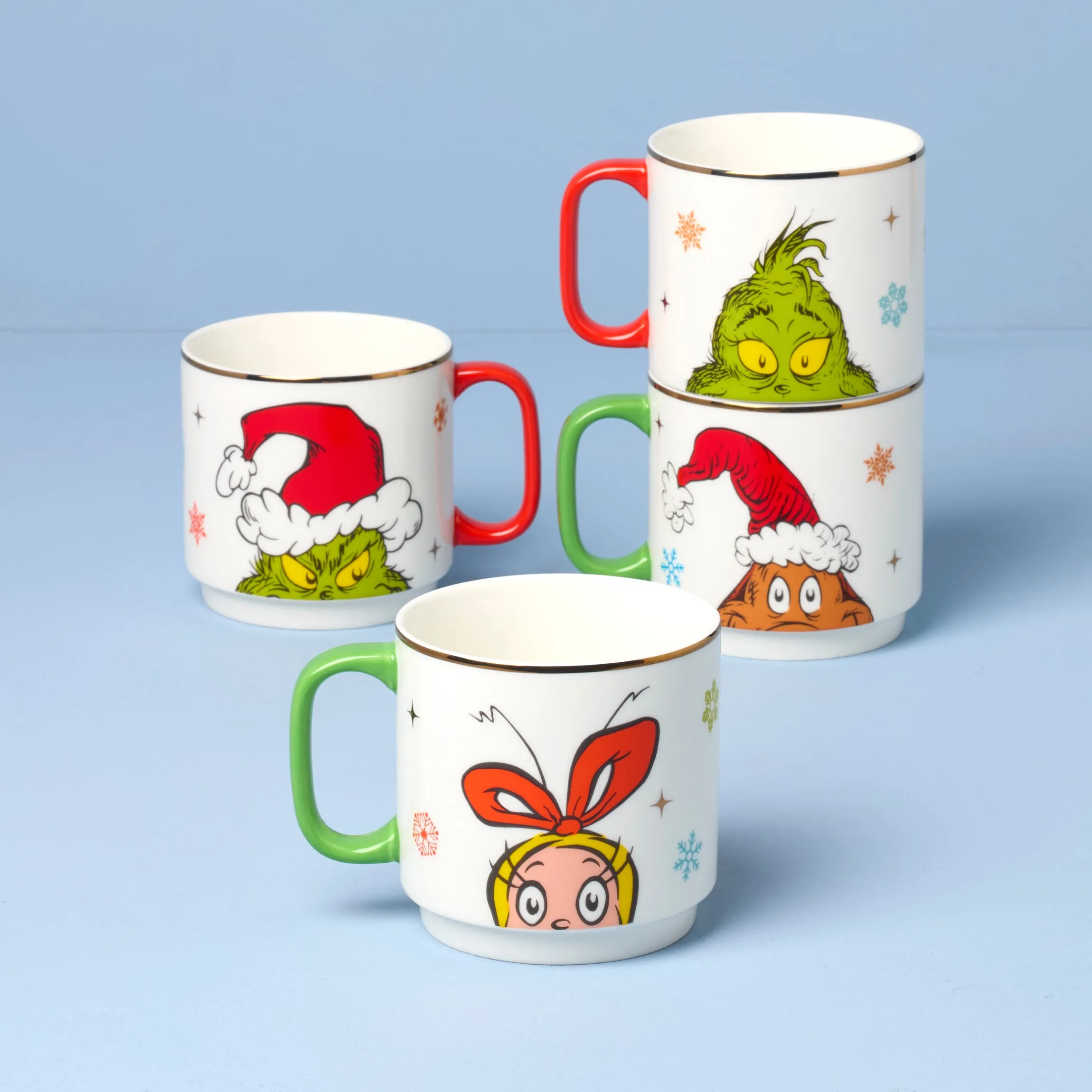 Merry Grinchmas Stackable Mugs, Set of 4