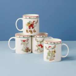 Merry Marcel Moose Mugs, Set of 4
