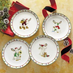 Merry Marcel Moose 4-Piece Dessert Plate Set