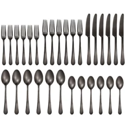Mirabella Gunmetal Satin 30-Piece Flatware Set