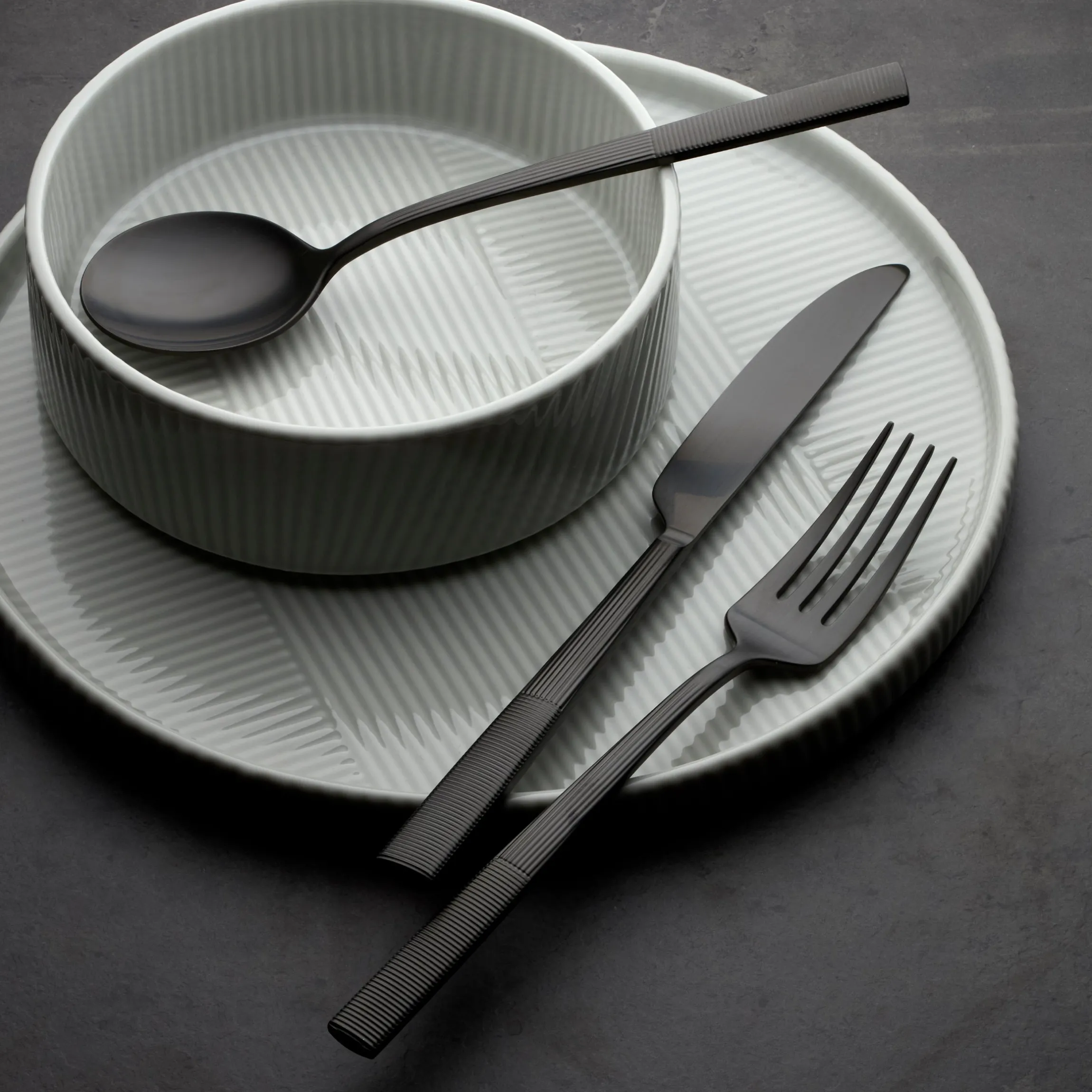 Modulus Black Satin 20-Piece Flatware Set