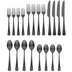 Morgan Black Satin 20-Piece Flatware Set