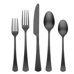 Morgan Black Satin 20-Piece Flatware Set