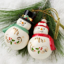 Mr & Mrs Snowman Ornaments