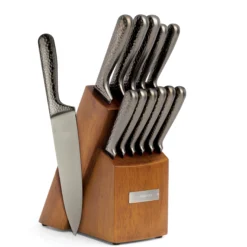 Nero Hammered Titanium 12 Piece Cutlery Block Set
