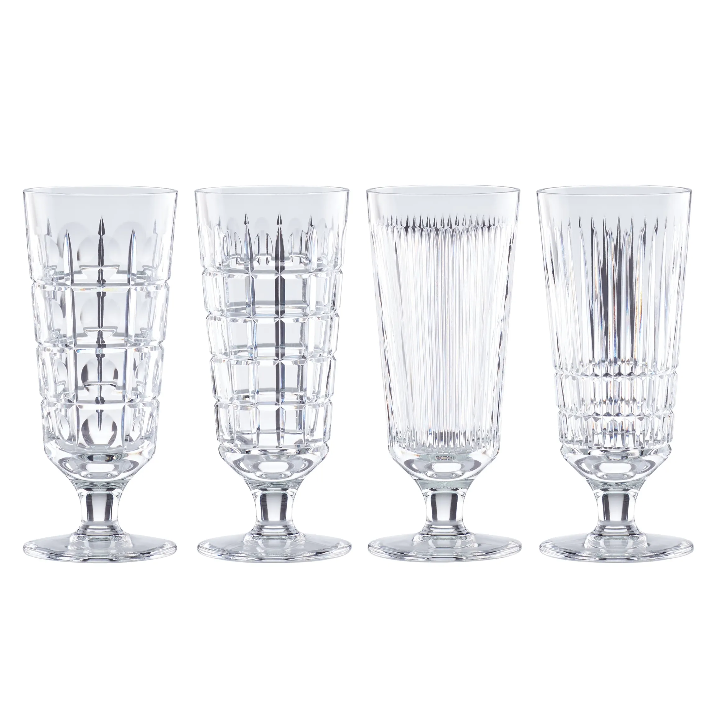 New Vintage Crystal Iced Beverage Glasses, Set of 4