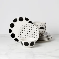 On The Dot 12-Piece Dinnerware Set