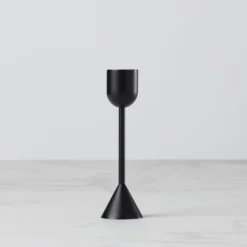 Onyx Brass Tall Taper Candle Holder