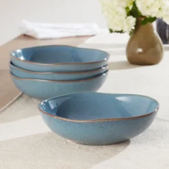 Organic Shades Blue Pasta Bowls, Set of 4