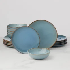 Organic Shades Blue 18-Piece Dinnerware Set