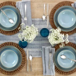 Organic Shades Blue 18-Piece Dinnerware Set
