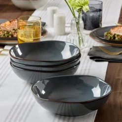 Organic Shades Gray Pasta Bowls, Set of 4