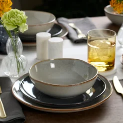 Organic Shades Gray 18-Piece Dinnerware Set