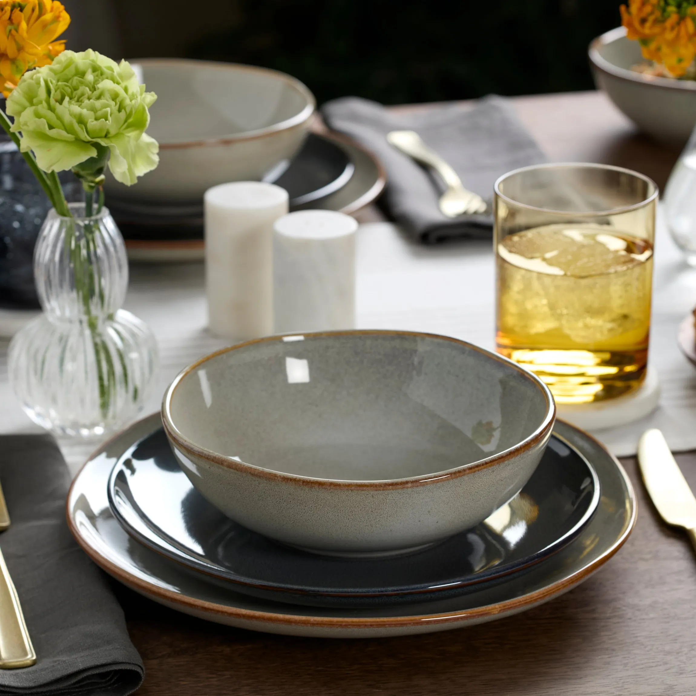 Organic Shades Gray 18-Piece Dinnerware Set