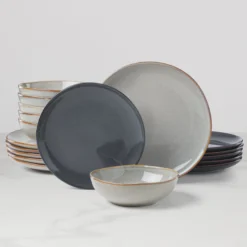 Organic Shades Gray 18-Piece Dinnerware Set