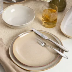 Organic Shades Oatmeal 12-Piece Dinnerware Set