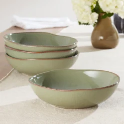 Organic Shades Sage Green Pasta Bowls, Set of 4