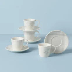 Oyster Bay 8-Piece Espresso Cup & Saucer Set