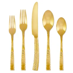 Paris Hammered Gold Titanium 20-Piece Flatware Set