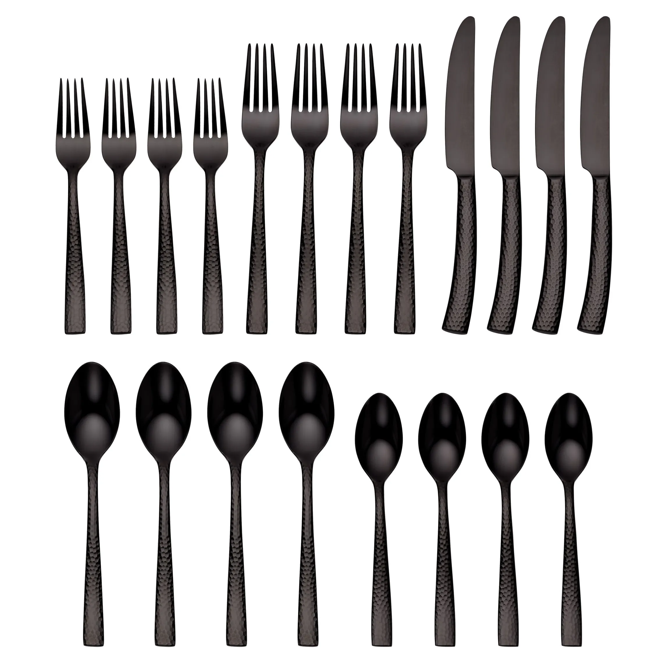 Paris Hammered Gunmetal Titanium 20-Piece Flatware Set
