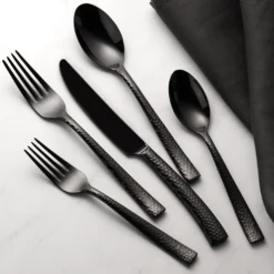 Paris Hammered Gunmetal Titanium 20-Piece Flatware Set