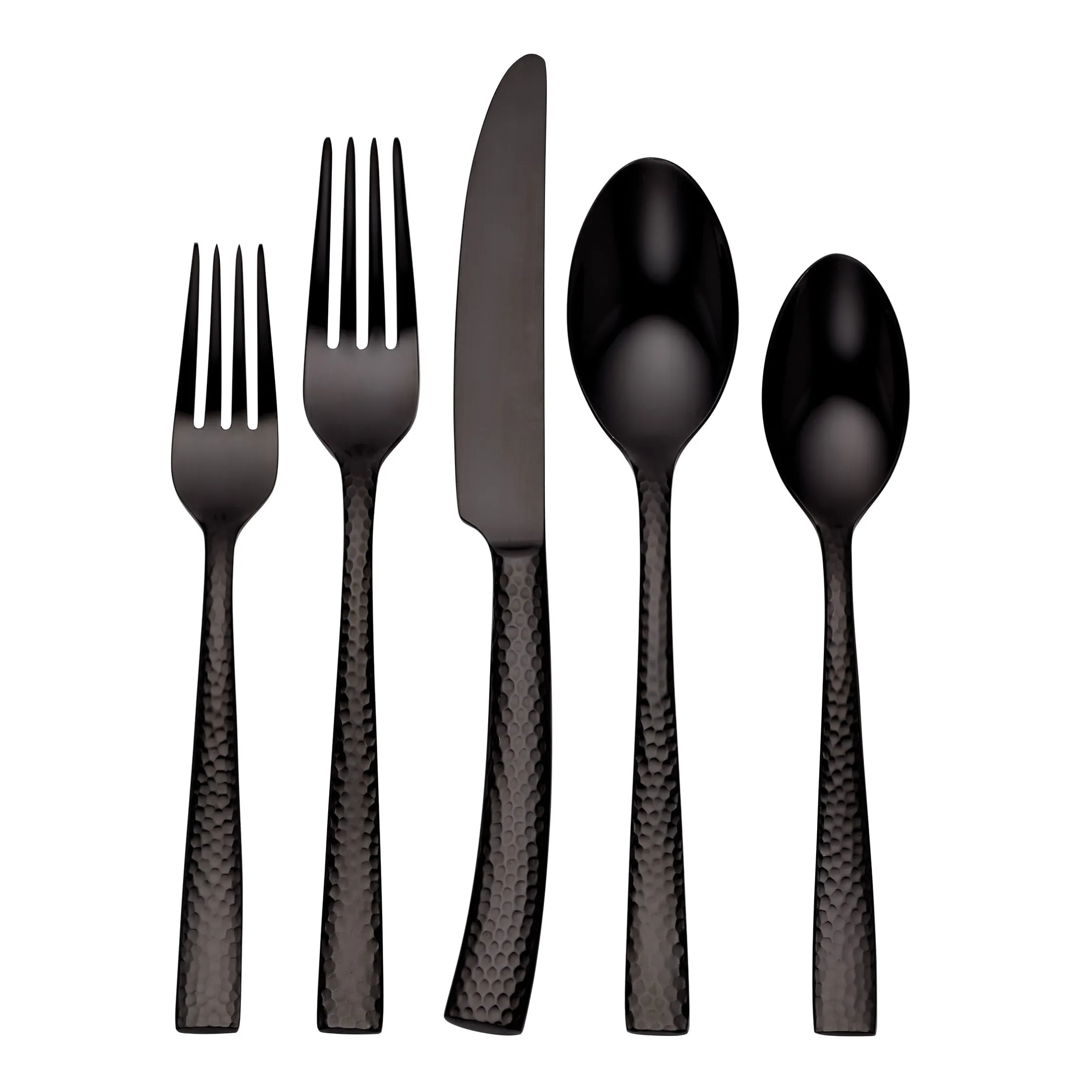 Paris Hammered Gunmetal Titanium 20-Piece Flatware Set