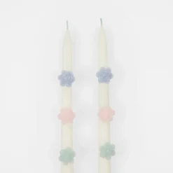 Pastel Flowers Taper Candles, Set of 2