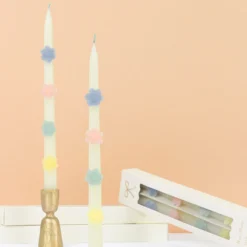 Pastel Flowers Taper Candles, Set of 2