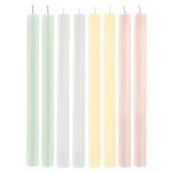 Pastel Striped Table Candles, Set of 8