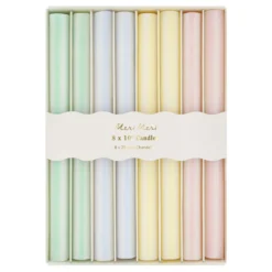 Pastel Striped Table Candles, Set of 8