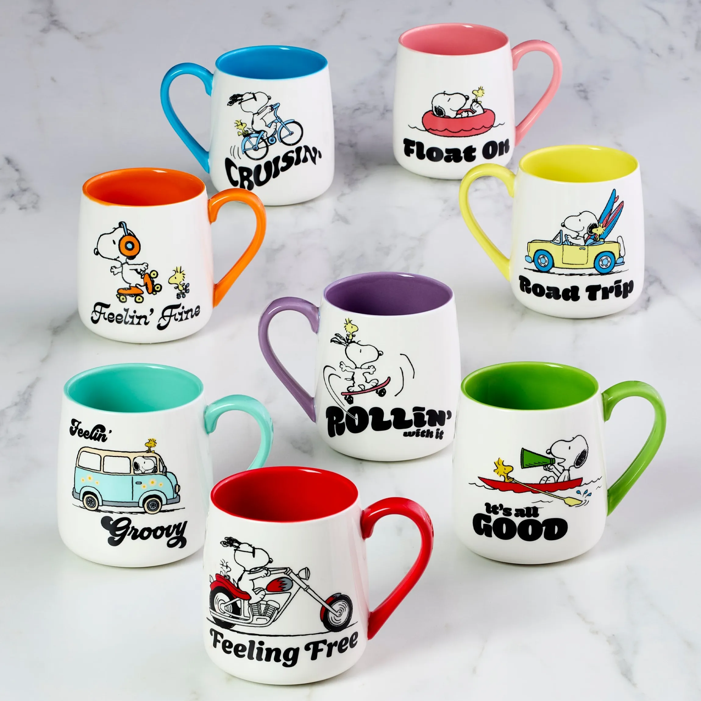 Peanuts Mugs Cruisin'-Feelin' Fine, Set of 2