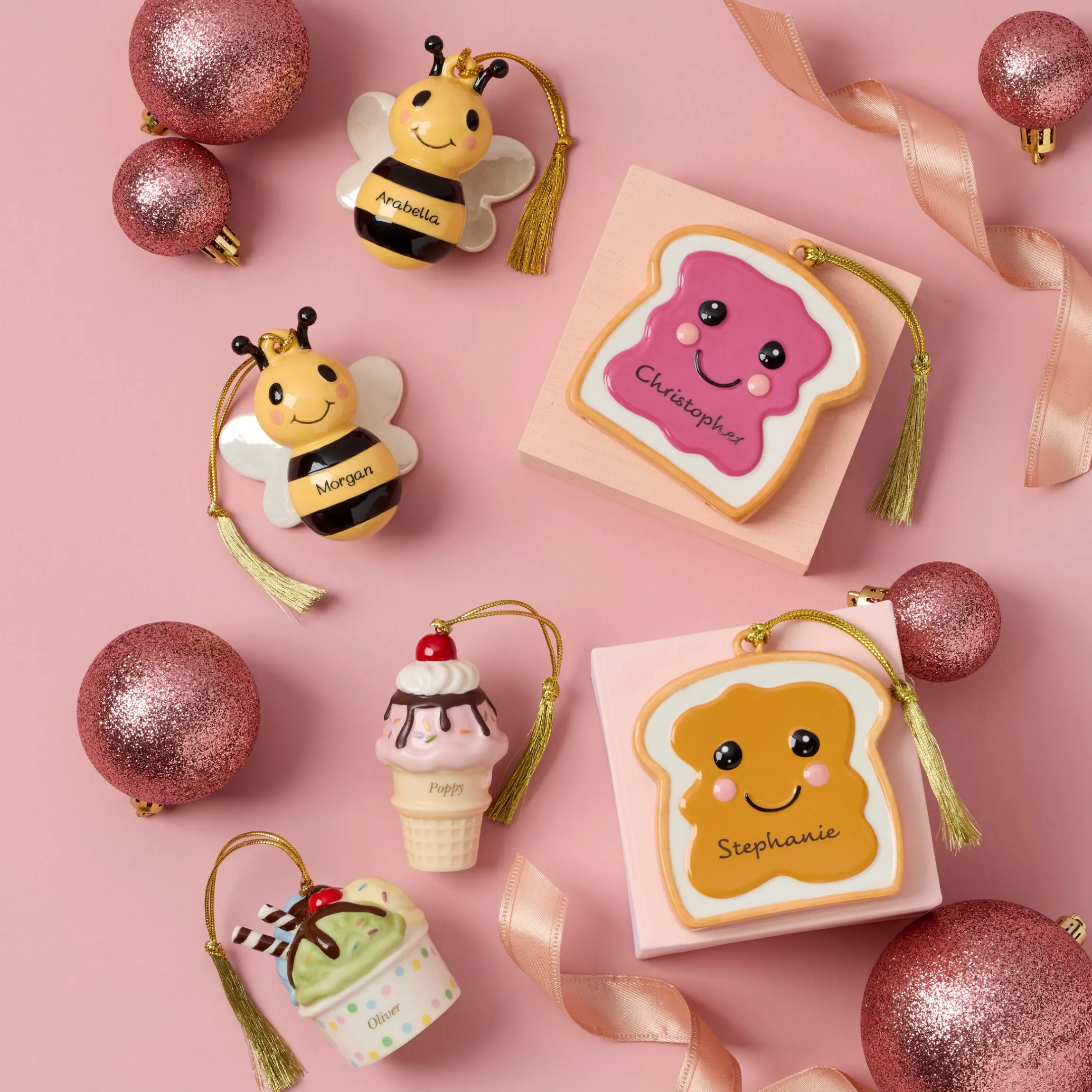 Personalized Bees 2-Piece Ornament Set