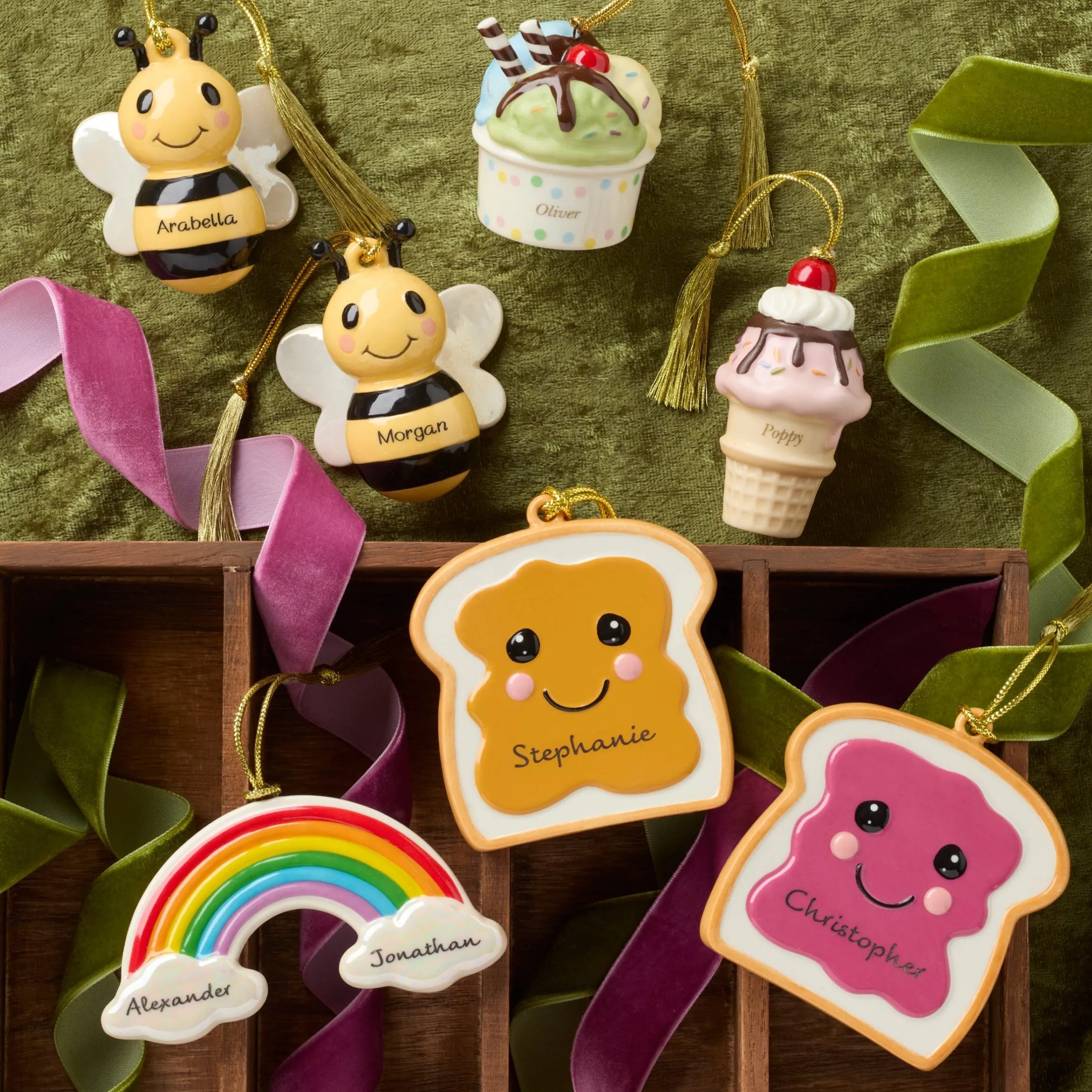 Personalized Bees 2-Piece Ornament Set