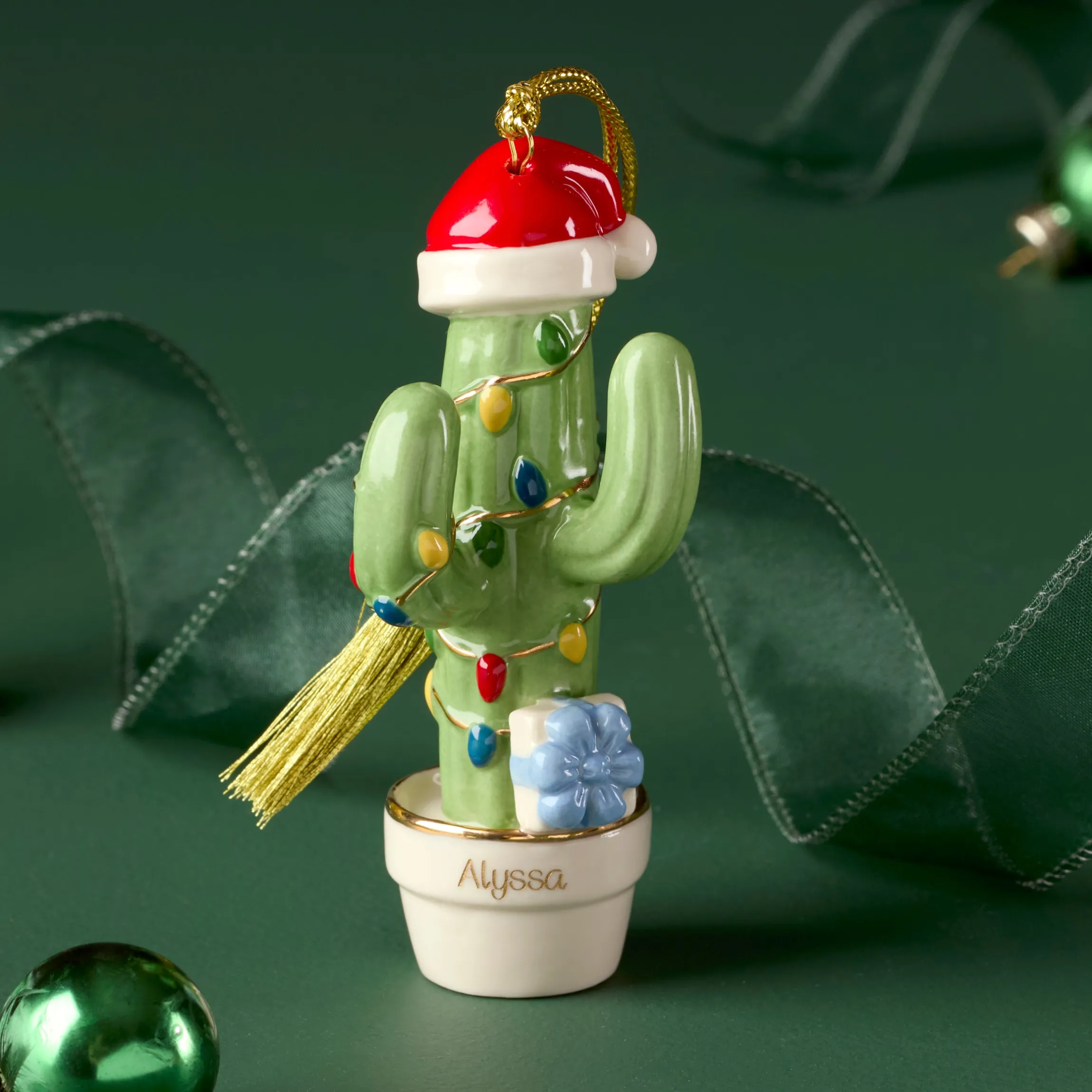 Personalized Christmas Cactus Ornament