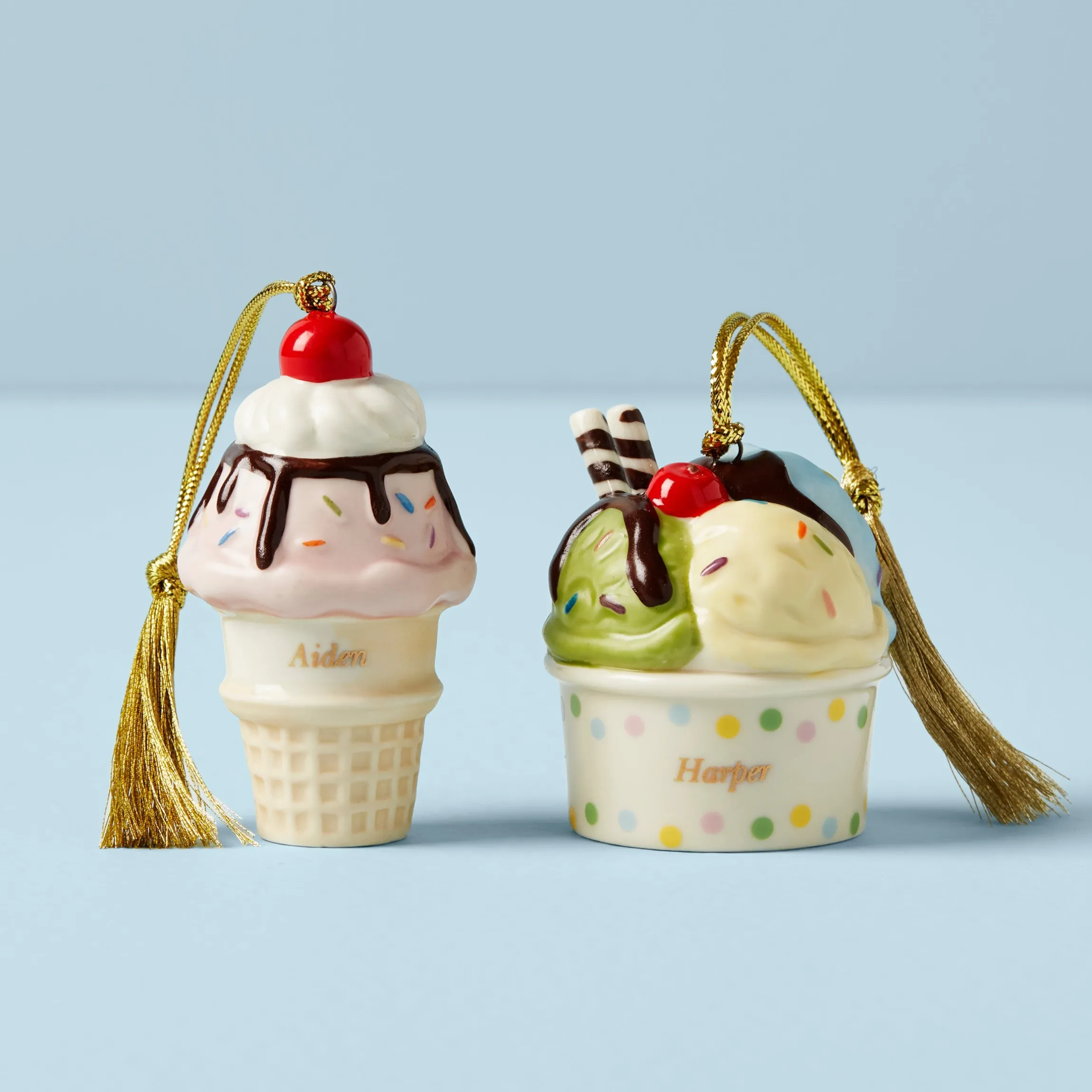 Personalized Forever Friends Ice Cream 2-Piece Ornament Set
