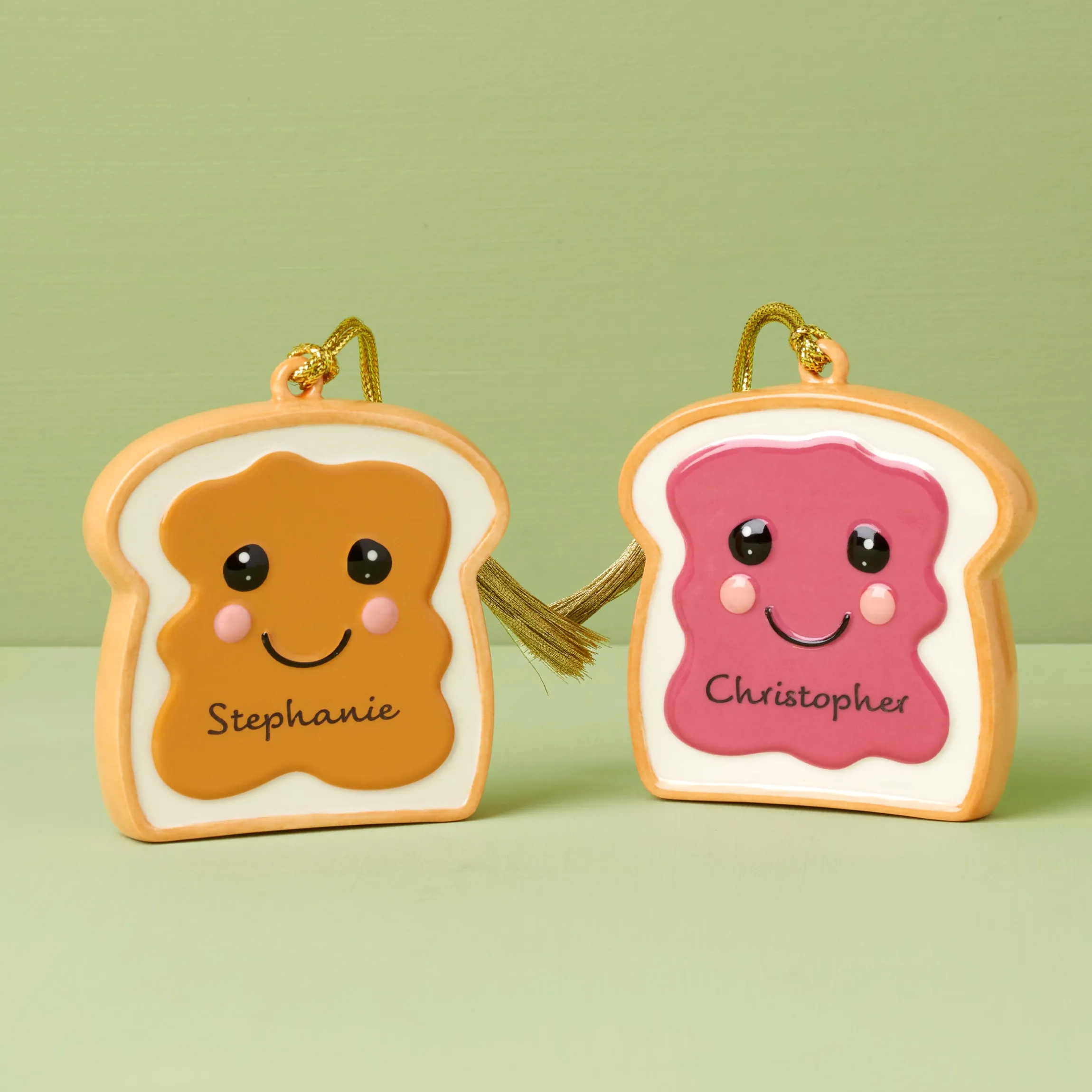 Personalized 2-Piece Peanut Butter & Jam Ornament Set