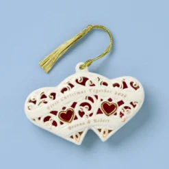 Personalized Two Hearts One Love Ornament