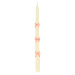 Pink Bow Taper Candles, Set of 2