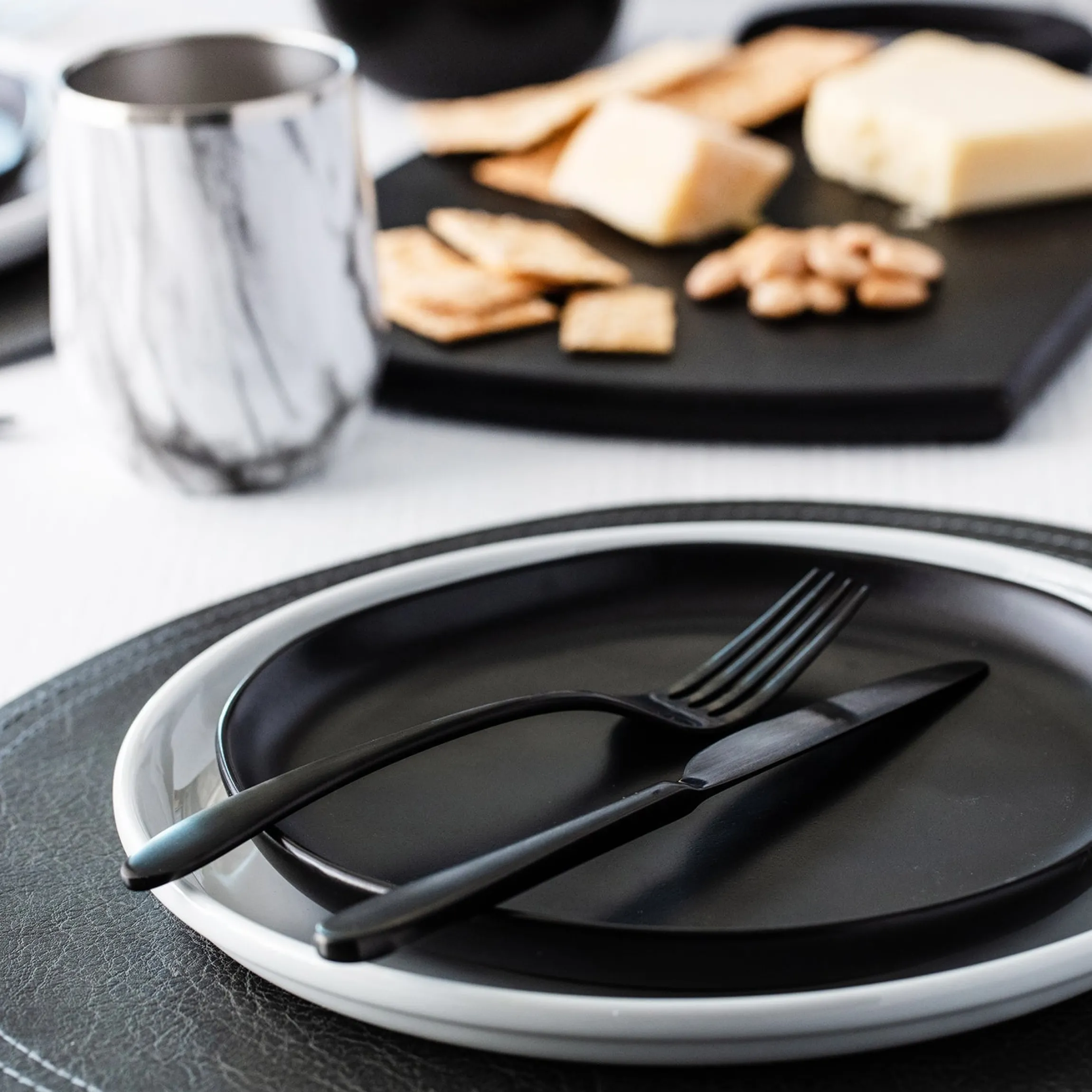 Poet Black Satin 20-Piece Flatware Set