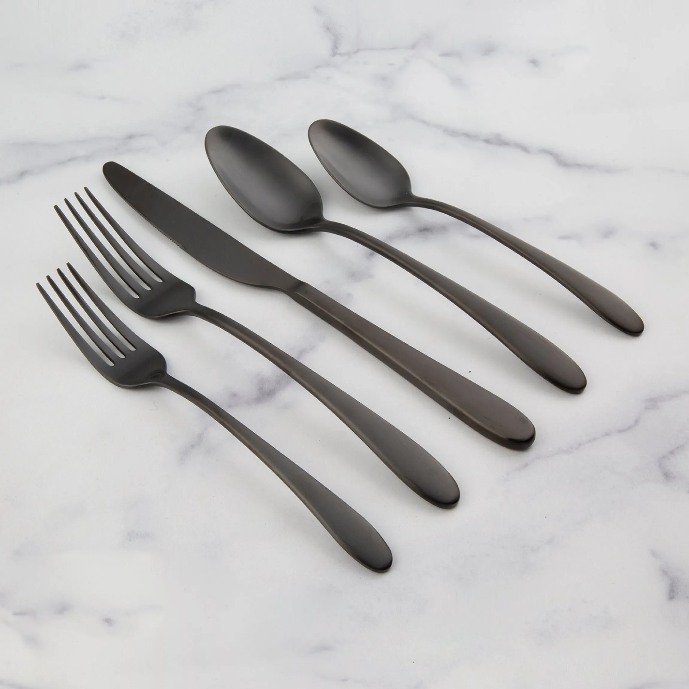 Poet Black Satin 20-Piece Flatware Set