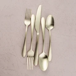 Poet Champagne Satin 20-Piece Flatware Set