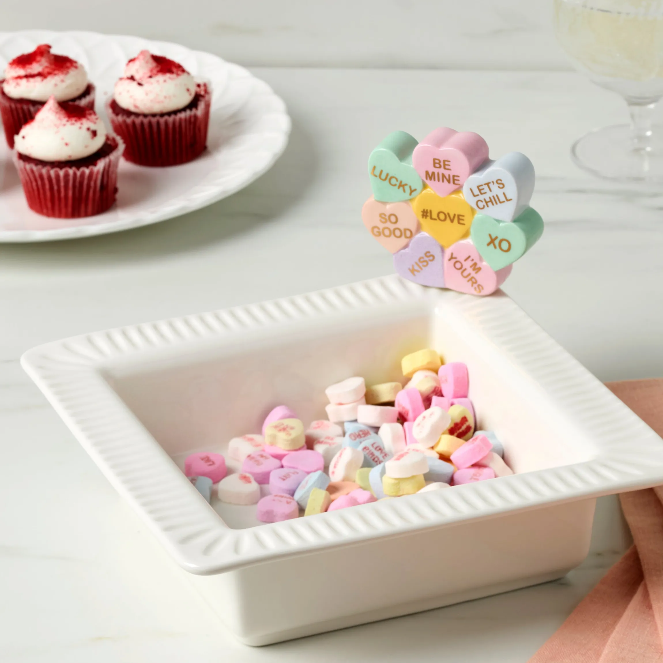 Profile Poppers Square Bowl & Heart Candy Set