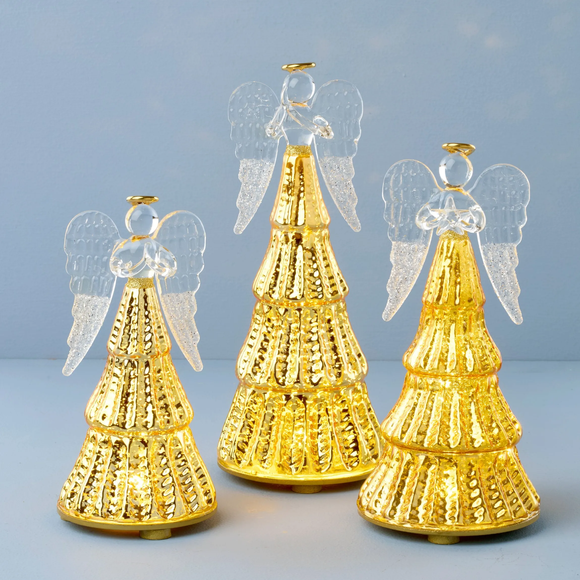 Radiant Light Lit Angel Figurines 3-Piece Set