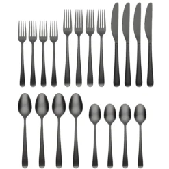 Rafael Black Satin 20-Piece Flatware Set