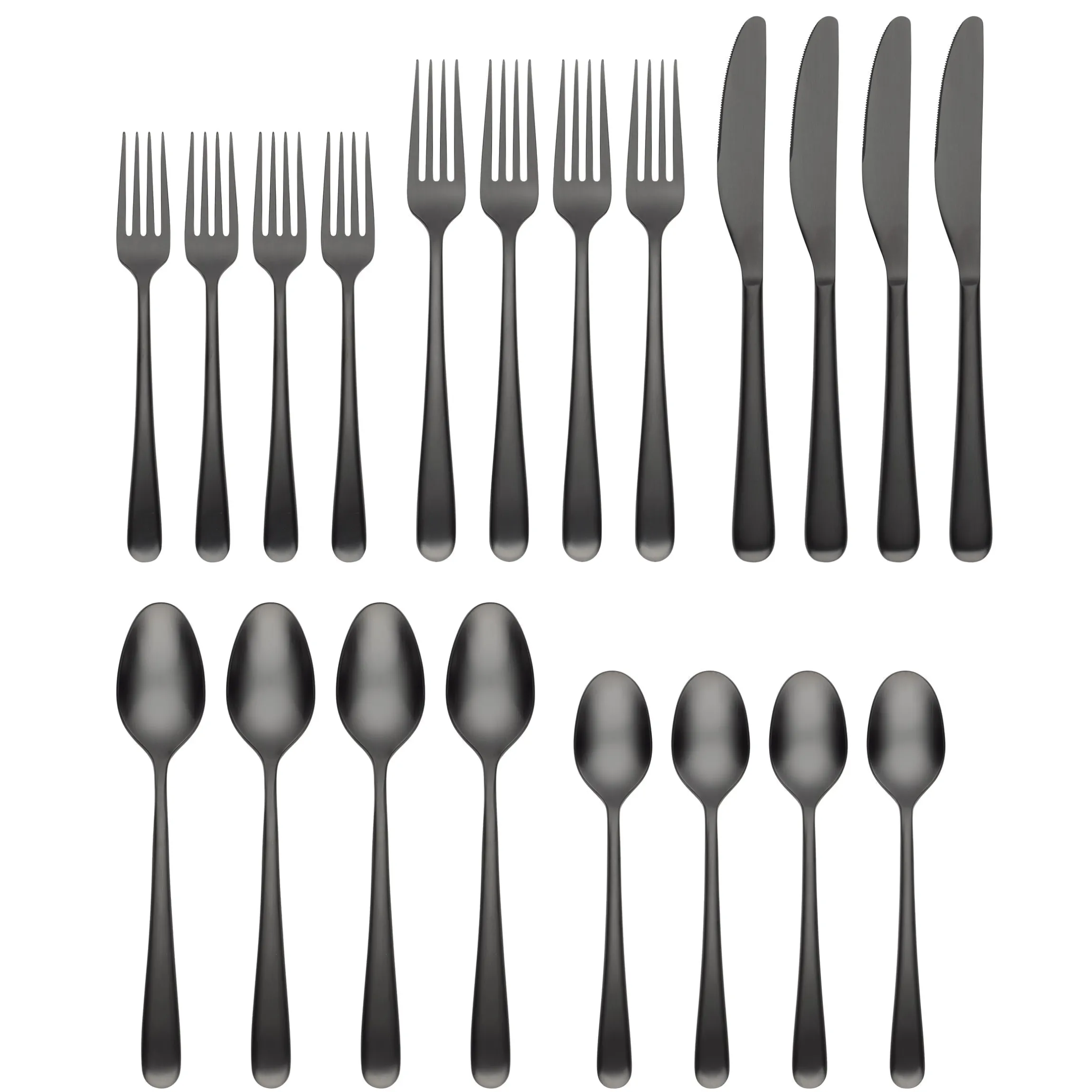 Rafael Black Satin 20-Piece Flatware Set