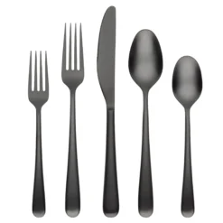 Rafael Black Satin 20-Piece Flatware Set