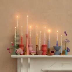 Rainbow Twisted Table Candles, Set of 8